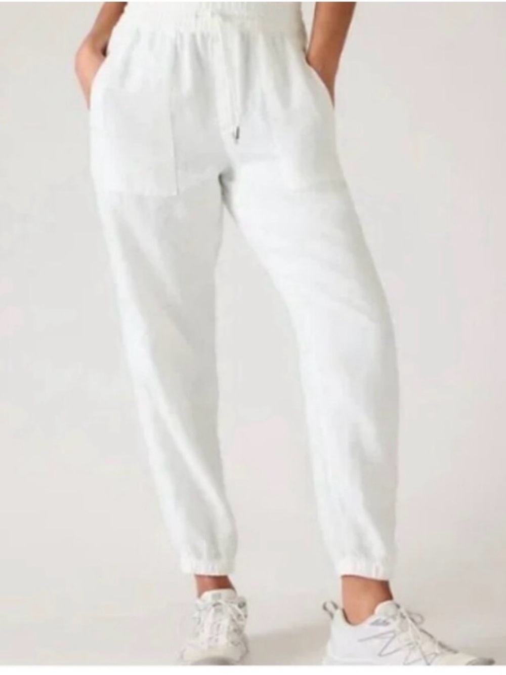 White 💯% Linen Drawstring Jogger Pants